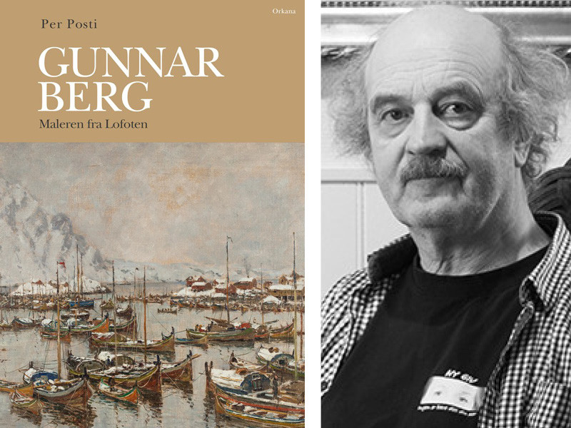 Kollansj: Bokomslag som viser et maleri av norlandsbåter foran snøkledde fjell og portrett av forfatteren, en eldre mann med grå krøller og bart.